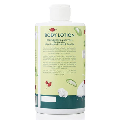Tulipan Negro Körperlotion Creme (Aloe Vera Baumwolle und Rose) 400ml Regenerierend