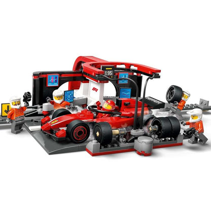 Lego - City 60443 (Boxenstopp und Mechaniker mit Ferrari F1 Monoposto) Set 322 Teile - 6+