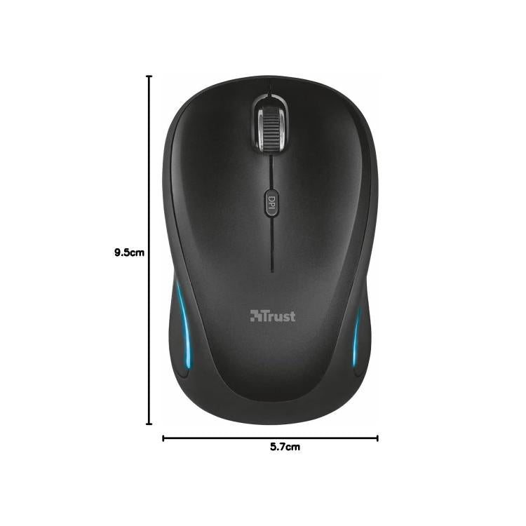 Trust Maus Yvi FX Beleuchtete LED RGB Kabellose Beidhändige Optische 1600 DPI Schwarz