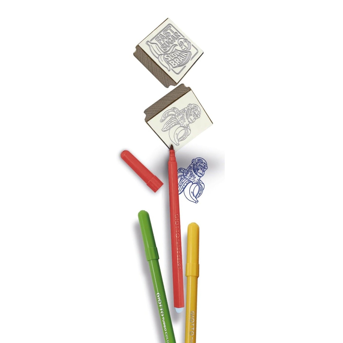 BRAINROT Classics Colors & Funky Stamps Filzstifte Stempel (Chimpanzini Bananini) 3+ Giotto Fila Made in Italy Geschenkset Kinder Weihnachten Ostern