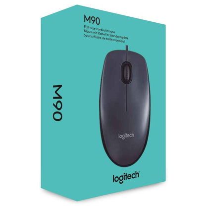 Logitech M90 Kabelgebundene USB-Maus 1000 DPI Beidhändig Arbeit PC/Mac/Laptop - Grau