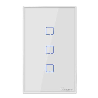 Sonoff Interruttore Smart Wifi 3 Canali Alexa Google In Vetro Scatola 503 Bianco
