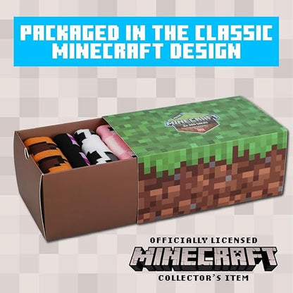 Paladone Minecraft Socken (6X Einzelne Socken) 3 Paar 36-41 Unisex Geschenkbox Verpackung