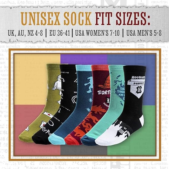 Paladone Harry Potter Socken (6X Odd Socks) 3 Paar Socken 36-41 Unisex Geschenkbox