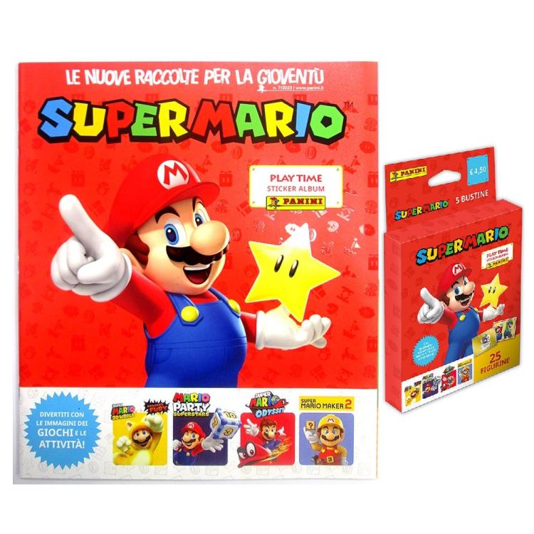 Panini Super Mario: Starter Pack Playtime Sticker-Album + 5 Tüten mit Stickern