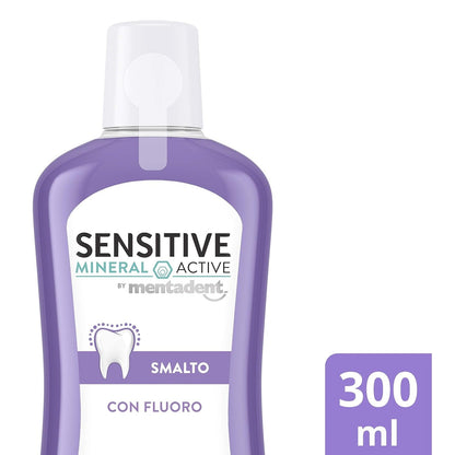 Mentadent Collutorio Sensitive Mineral Active con Fluoro per Smalto Denti 300ml