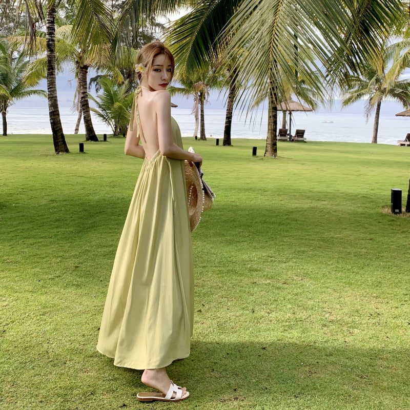 Abito estivo donna con scollo all’americana | Vestito elegante leggero per spiaggia e sera