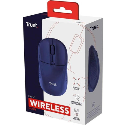 Trust Mouse Primo Kabellos Kompakt Beidhändig Optisch 1600 DPI Dunkel Matt Blau