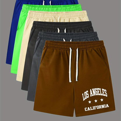 Pantaloncini Comodi Con Stampa Di Lettere, Pantaloncini Da Uomo Casual Leggermente Elasticizzati Con Coulisse In Vita Per Il Resort Estivo Sulla Spiaggia Di Pallacanestro