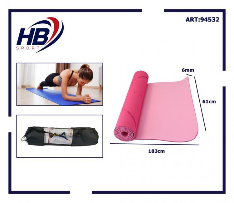 Pilatesmatte Yogamatte Fitnessmatte Gummi TPE 6mm Zweifarbig Fuchsia