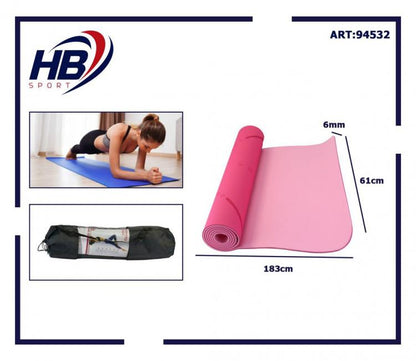 Pilatesmatte Yogamatte Fitnessmatte Gummi TPE 6mm Zweifarbig Fuchsia