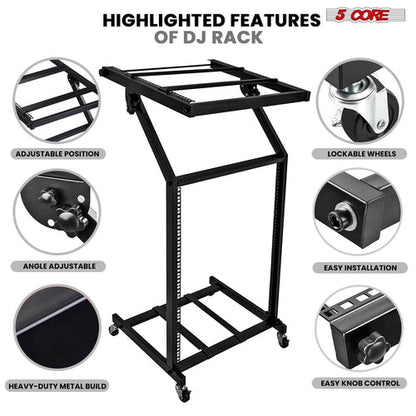 Supporto rack DJ 5Core 16U regolabile con ruote