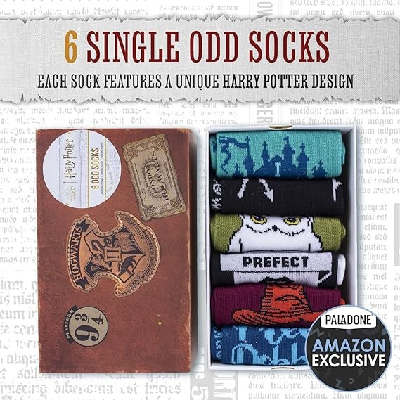 Paladone Harry Potter Socken (6X Odd Socks) 3 Paar Socken 36-41 Unisex Geschenkbox