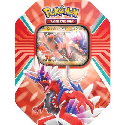Pokemon Tin: "Paldea-Legenden" Tcg GCC Kartenspiel Koraidon/Miraidon (Zufällig)