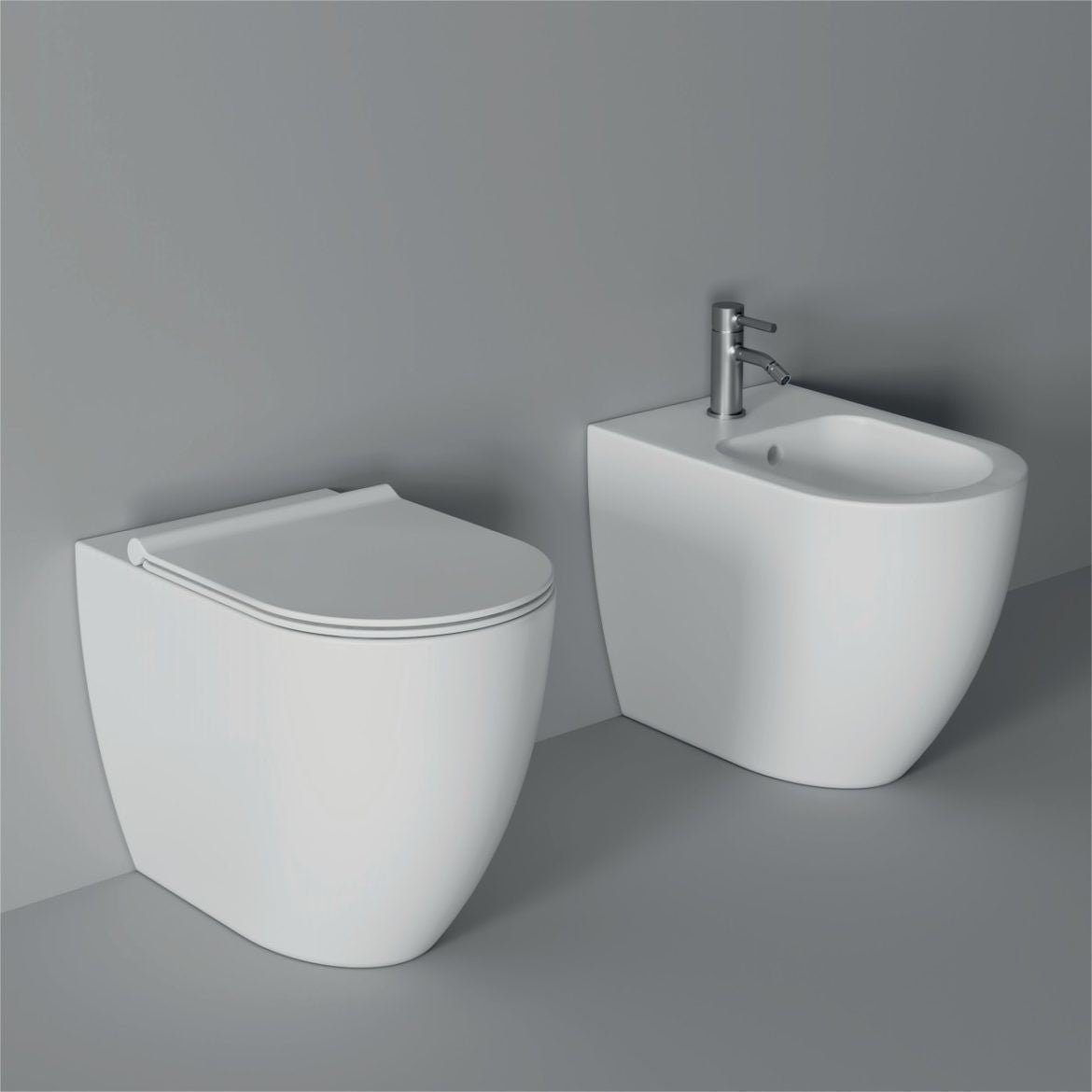 Alice Ceramica "Form" Coppia di sanitari da terra filo muro bianco lucido