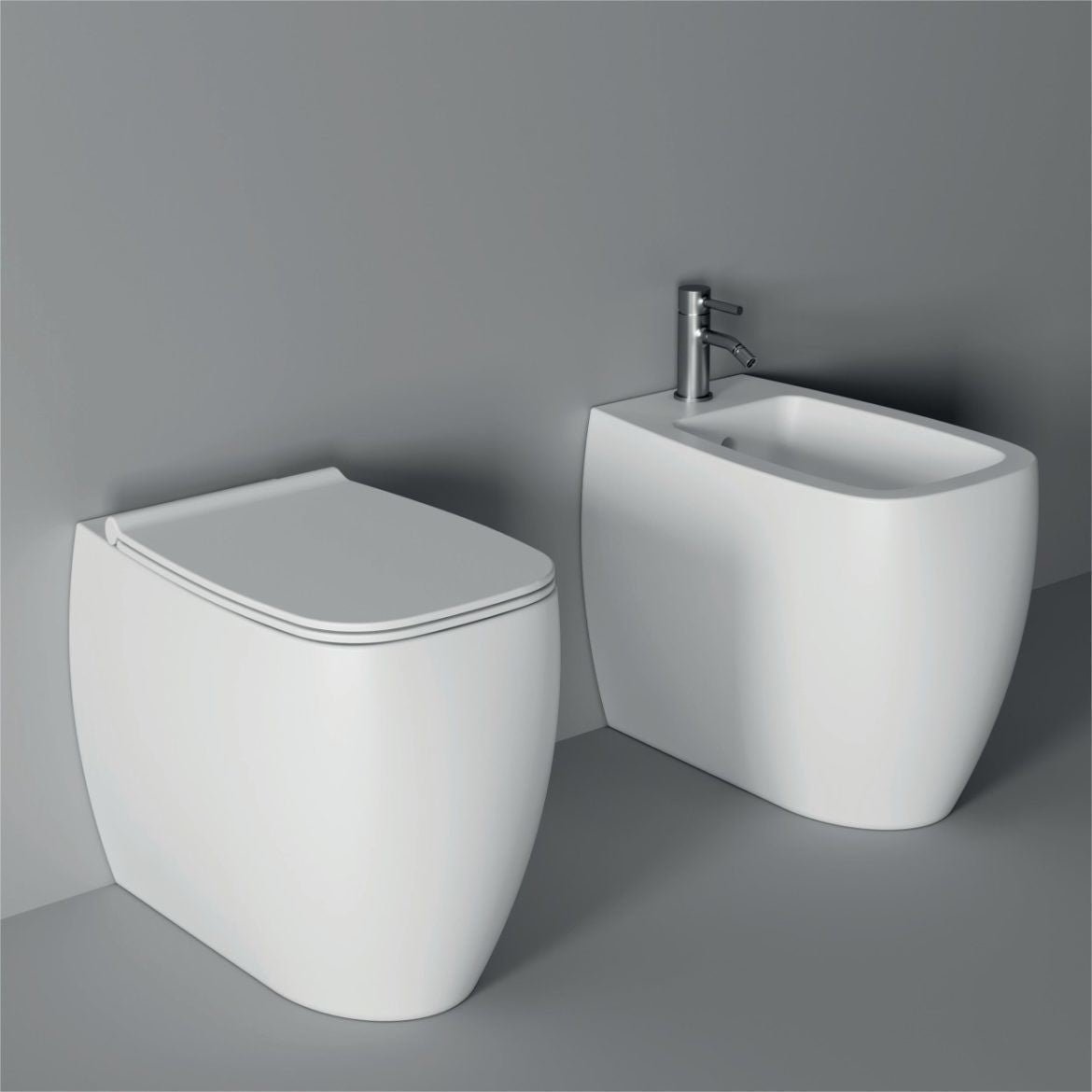 Alice Ceramica sanitari filomuro serie Nur senza brida con sedile softclose