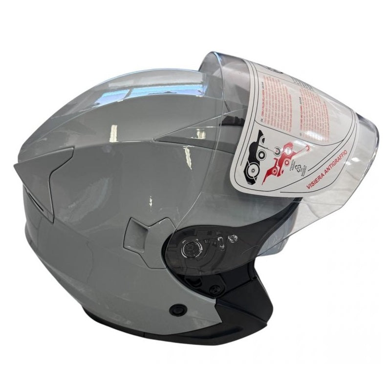 Casco Jet (Max) Moto Scooter Omologato Doppia Visiera Removibile Grigio Shine S
