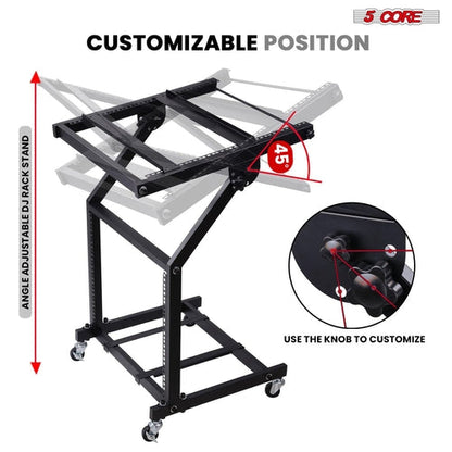 Supporto rack DJ 5Core 16U regolabile con ruote