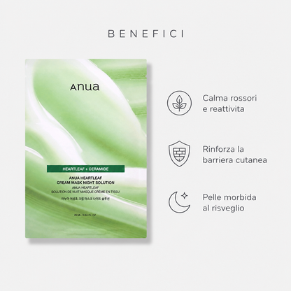 Anua Heartleaf Cream Mask Night Solution – Maschera Viso Notte 10 pz
