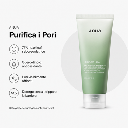 Anua Heartleaf Pore Cleansing Foam – Detergente Anti-Pori 150ml