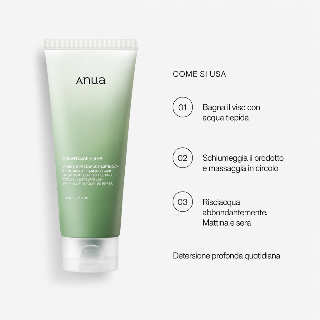 Anua Heartleaf Pore Cleansing Foam – Detergente Anti-Pori 150ml