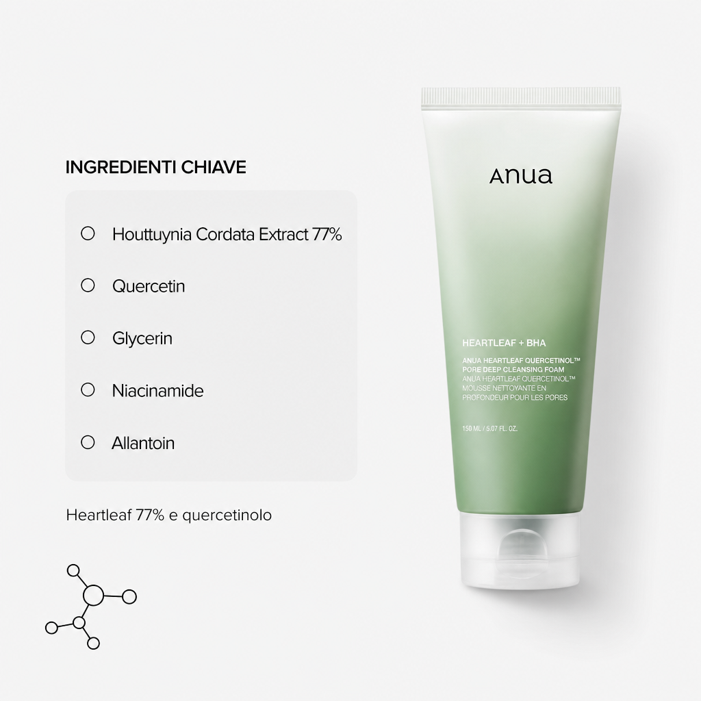 Anua Heartleaf Pore Cleansing Foam – Detergente Anti-Pori 150ml