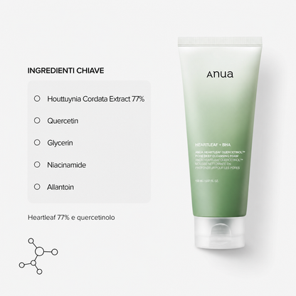 Anua Heartleaf Pore Cleansing Foam – Detergente Anti-Pori 150ml