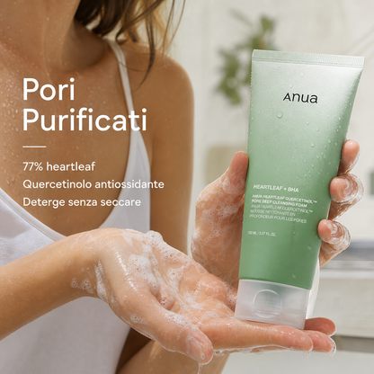 Anua Heartleaf Pore Cleansing Foam – Detergente Anti-Pori 150ml