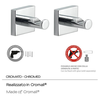 Appendiabiti a muro GEDY linea Fuji set 2 ganci Cromato