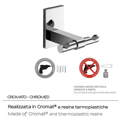 Appendiabiti a muro GEDY linea Maine doppio gancio Cromato