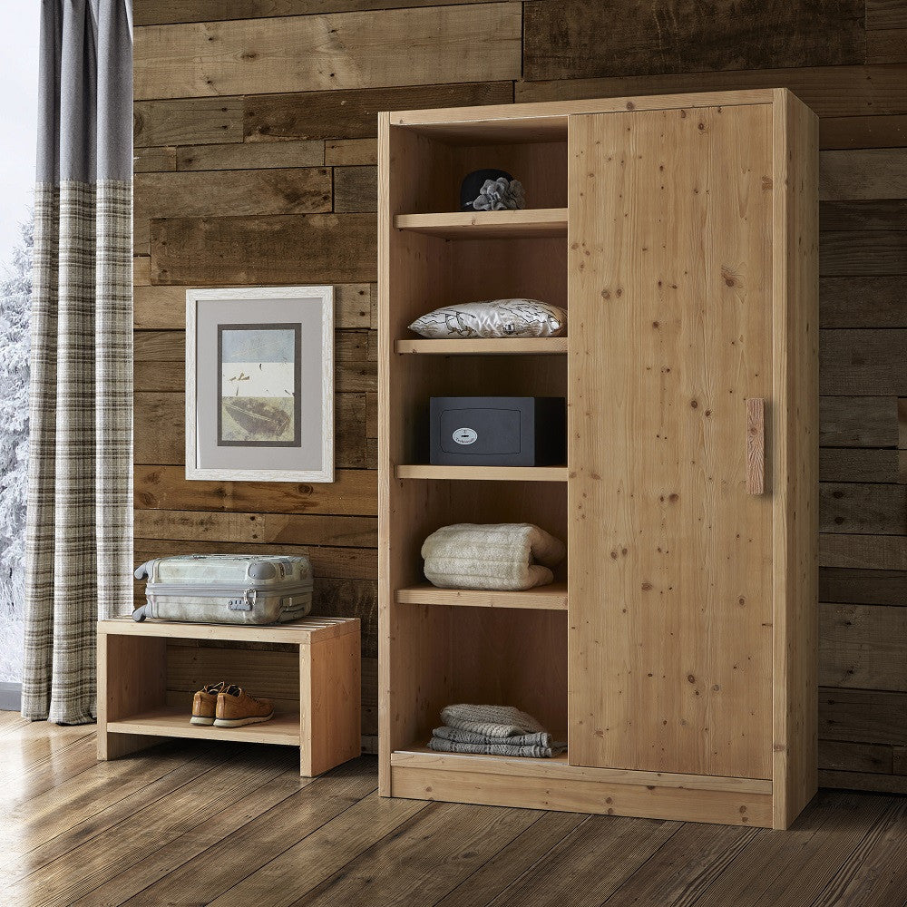 ARMADIO CORTINA 1 ANTA SCORREVOLE LEGNO MASSELLO DI ABETE 125X55X220