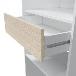 Kleiderschrank 158x40x187h in Hell Eiche und Weiß mit Einlegeböden und Kleiderstange