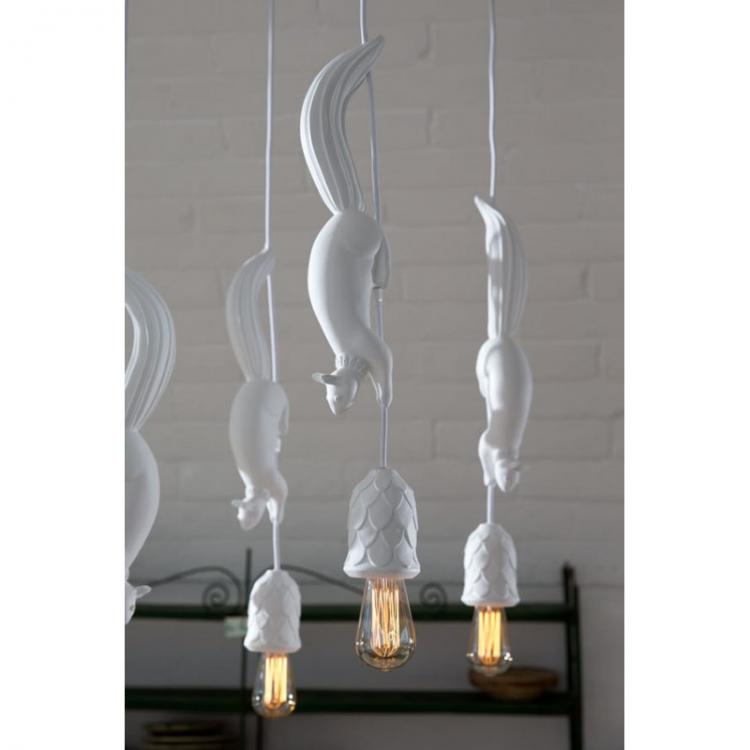 Pendelleuchte Eichhörnchen Weiß LED E27 Lampenfassung Modernes Wohnzimmer Schlafzimmer