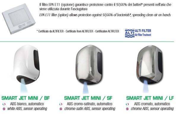 Asciugamani Elettrico 900W Vama SMART JET MINI LF cromato lucido