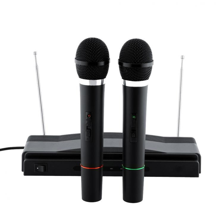 PROFESSIONELLES KABELLOSES MIKROFON-SET MIT VHF-ZENTRALBASIS, ZWEIKANALIG, FÜR KARAOKE