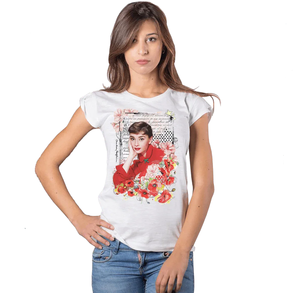 T-shirt Audrey Floral 100% Cotone Bio - STREET STYLE