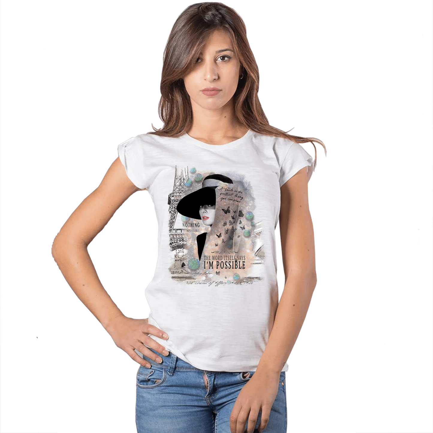 T-shirt Audrey Hepburn Donna Slub - Cotone Bio