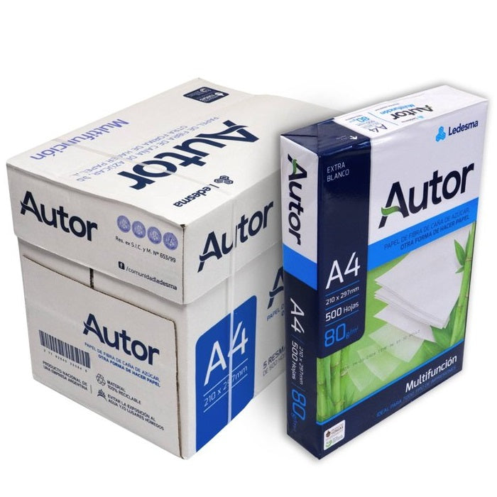 Autor 5 Risme Carta A4 2500 Fogli 80 gr Grammi Extra Bianca Fotocopie Stampante