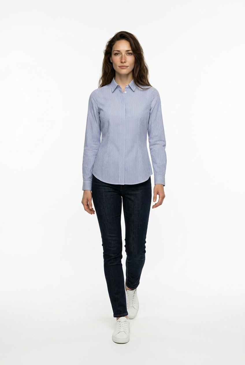 b.young camicia a righe donna Garance 20818868 celeste