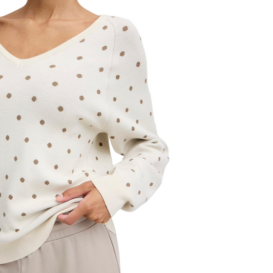 b.young maglione girocollo da pois da donna Bymiran dot Jumper 20815262 1306051 betulla