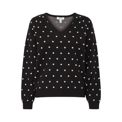 b.young maglione girocollo da pois da donna Bymiran dot Jumper 20815262 200453 nero