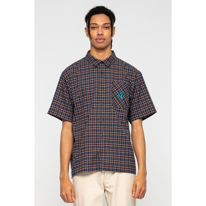 Santa Cruz Mini Hand S/S Shirt camicia da uomo manica corta a quadri blu check