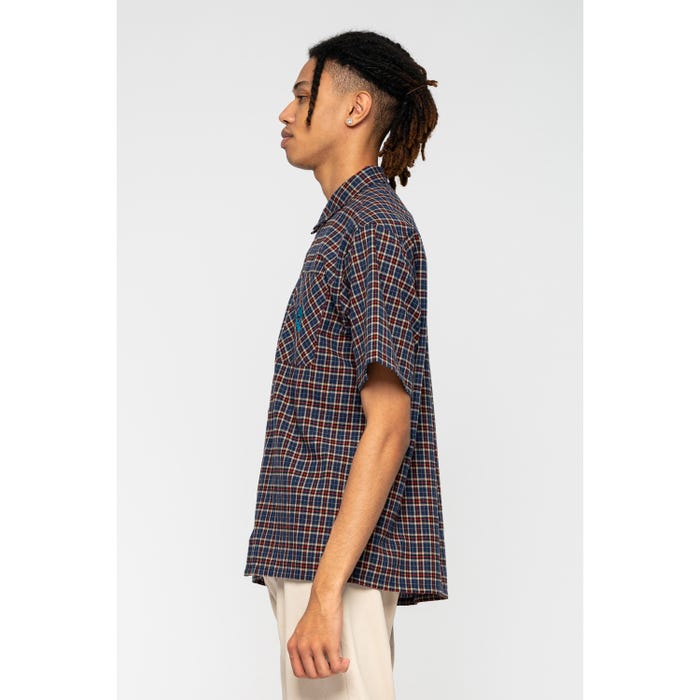 Santa Cruz Mini Hand S/S Shirt camicia da uomo manica corta a quadri blu check