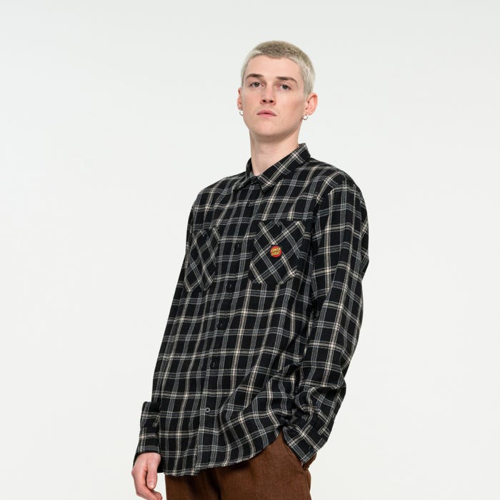 Santa Cruz Camicia Uomo Manica Lunga Nera a Quadri Apex - Black Check