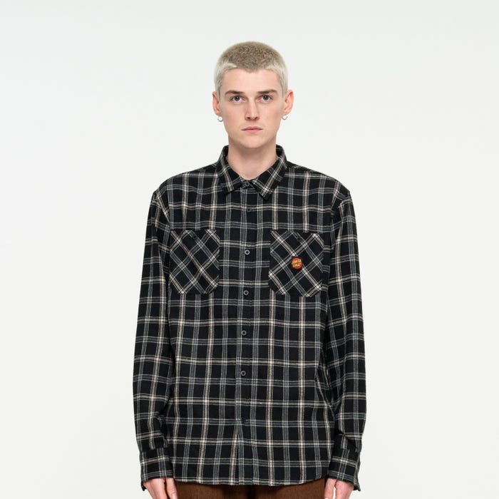 Santa Cruz Camicia Uomo Manica Lunga Nera a Quadri Apex - Black Check