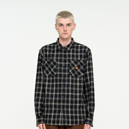 Santa Cruz Camicia Uomo Manica Lunga Nera a Quadri Apex - Black Check