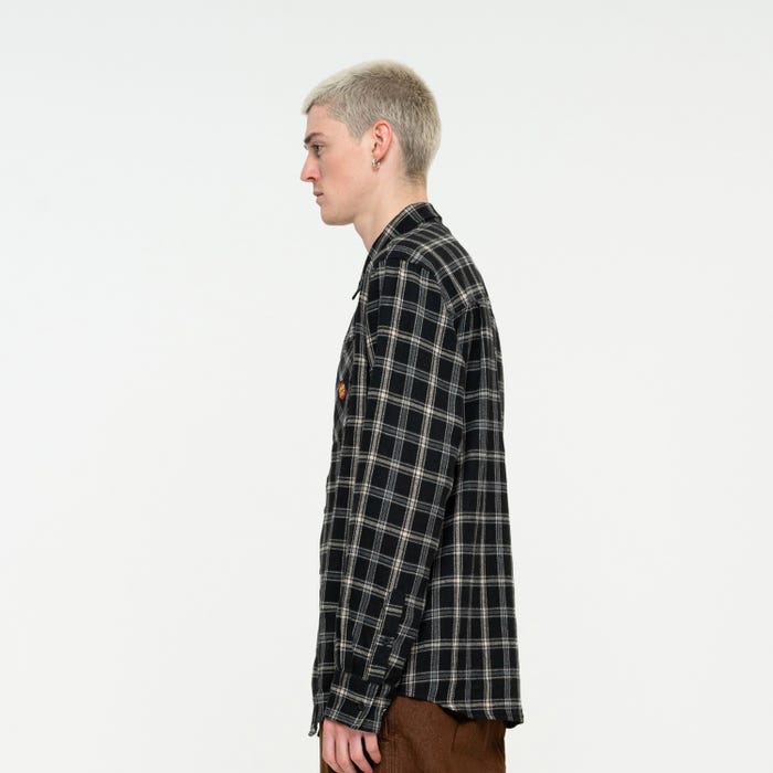 Santa Cruz Camicia Uomo Manica Lunga Nera a Quadri Apex - Black Check