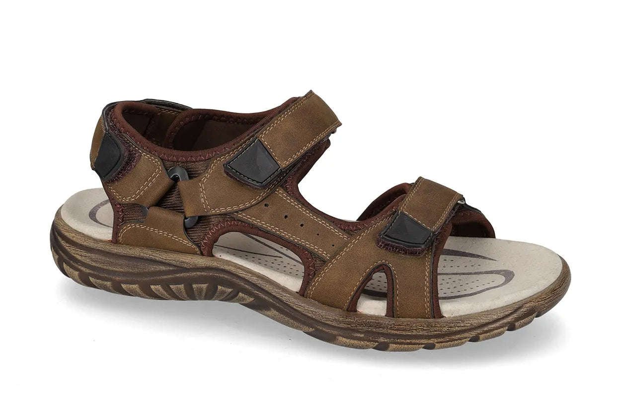 Valleverde Sandalo Uomo Doppio Velcro Marrone - 54801