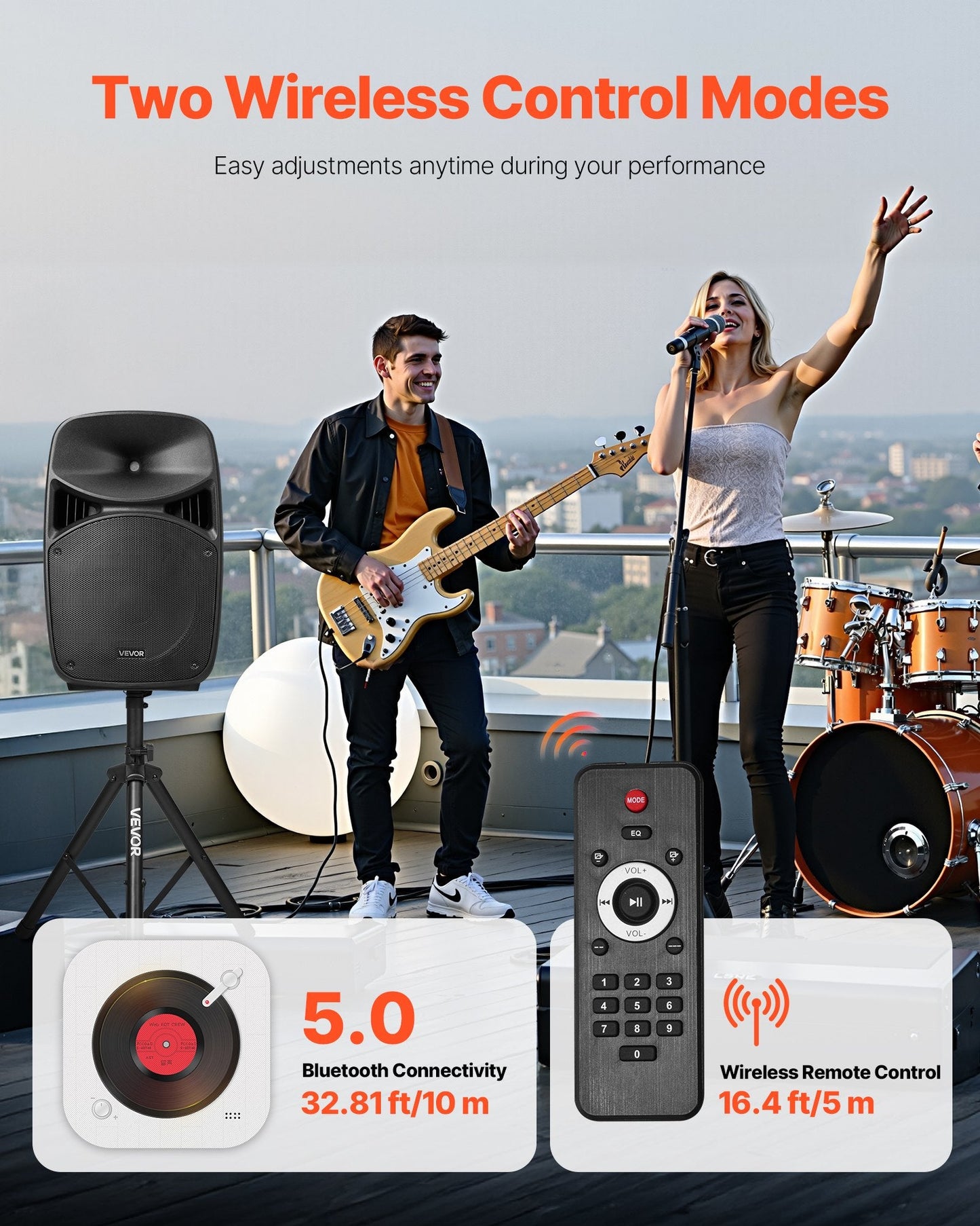 Sistema PA portatile 2000 W con 2 diffusori da 15", mixer e Bluetooth