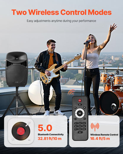 Sistema PA portatile 2000 W con 2 diffusori da 15", mixer e Bluetooth